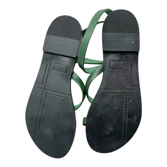 Ann Mashburn Green Leather Diagonal Strap Sandal - Picture 3 of 4
